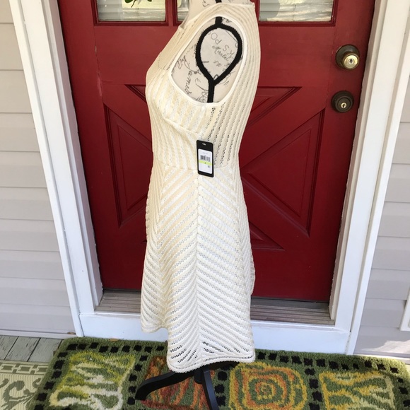 Guess Dresses Guess Ivory Cream Lace Fit Flare Skater Dress Zip